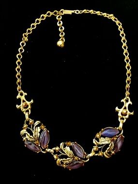 Gorgeous Vintage Necklace with Purple Marquise Stones Detailing and Elegance